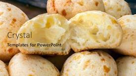  Presentation with snack - Colorful presentation theme enhanced with brazilian-snack-traditional-cheese-bread backdrop and a yellow colored foreground
