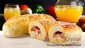  Presentation with snack - Cool new presentation theme with brazilian snack with cheese backdrop and a coral colored foreground