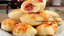  Presentation with snack - Cool new PPT layouts with brazilian-snack-wrapped-in-ham backdrop and a yellow colored foreground