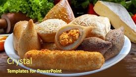  Presentation with kebab - Presentation consisting of brazilian-snacks-esfirra-kebab-patty background and a tawny brown colored foreground