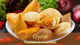  Presentation with cereal bar snacks - Presentation theme featuring brazilian-snacks-esfirra-kebab-patty background and a  colored foreground