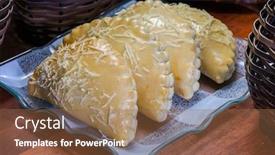  Presentation with pastel - Colorful presentation theme enhanced with brazilian-snacks-roasted-pastel-food backdrop and a tawny brown colored foreground