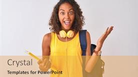  Presentation with hands-holding - Beautiful theme featuring brazilian student woman wearing backpack holding notebook over isolated white background very happy and excited winner expression celebrating victory screaming with big smile and raised hands backdrop and a yellow colored foreground