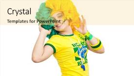  Presentation with team party - Amazing theme having brazilian teen celebrating brazil team backdrop and a yellow colored foreground