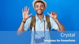  Presentation with vintage - Slides with brazilian-young-man-holding-vintage background and a teal colored foreground