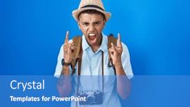  Presentation with vintage music - Presentation theme enhanced with brazilian-young-man-holding-vintage background and a teal colored foreground