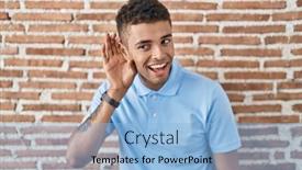  Presentation with brick wall - Theme with brazilian-young-man-standing-over background and a light blue colored foreground