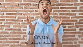  Presentation with frustration - Presentation theme having brazilian-young-man-standing-over background and a coral colored foreground