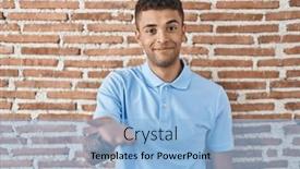  Presentation with acceptance - PPT theme featuring brazilian-young-man-standing-over background and a light blue colored foreground