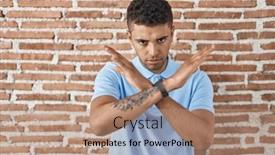  Presentation with negative - PPT theme consisting of brazilian-young-man-standing-over background and a coral colored foreground