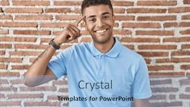  Presentation with great idea - Presentation design having brazilian-young-man-standing-over background and a light blue colored foreground