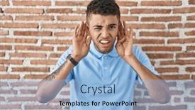  Presentation with man head in hands - PPT theme consisting of brazilian-young-man-standing-over background and a light blue colored foreground