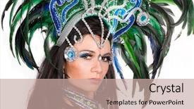  Presentation with carnival - Presentation theme with brazillian dancers - beautiful carnival dancer amazing costume background and a coral colored foreground