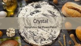  Presentation with bakery - Audience pleasing presentation theme consisting of bread and bakery products on wood background backdrop and a mint green colored foreground