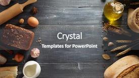  Presentation with bakery - Amazing presentation design having bread and bakery products on wooden background backdrop and a gray colored foreground
