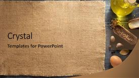  Presentation with bakery - Presentation design consisting of bread and bakery products on wooden background background and a coral colored foreground