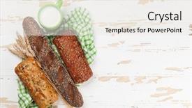  Presentation with bread bun - Cool new PPT theme with bread and buns and cup backdrop and a sky blue colored foreground