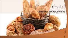  Presentation with bread - Presentation theme featuring bread-and-pastry background and a coral colored foreground