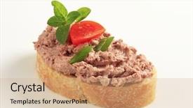 Presentation with bread - Slides having bread and pate background and a coral colored foreground