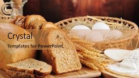  Presentation with bread life - Theme having bread and wheat background and a gold colored foreground