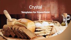  Presentation with bread - Presentation design featuring bread and wheat background and a tawny brown colored foreground
