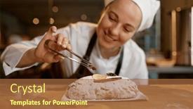  Presentation with bread bun - Presentation design consisting of bread-bakery-worker-decorating-diet background and a red colored foreground