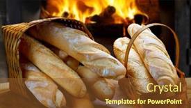  Presentation with bakery - PPT theme featuring bread-basket-baguette-tube-bakery background and a  colored foreground