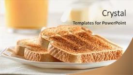  Presentation with breakfast - Beautiful PPT theme featuring morning cute woman in the bed with mobile phone backdrop and a lemonade colored foreground