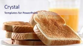  Presentation with breakfast - Colorful theme enhanced with bread butter - pile of toast for breakfast backdrop and a sky blue colored foreground