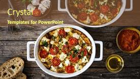  Presentation with feta cheese - Slide deck enhanced with bread-casserole-with-feta-cheese background and a tawny brown colored foreground