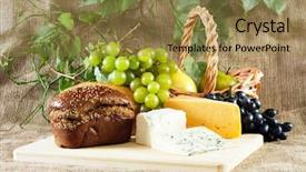  Presentation with bread life - Audience pleasing slide deck consisting of bread cheese and grapes still life studio photo backdrop and a coral colored foreground