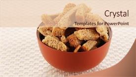  Presentation with napkin - PPT theme having bread crumbs - appetizing rusks in bowl background and a  colored foreground