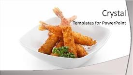  Presentation with deep web technology fractal - Beautiful slide deck featuring bread crumbs - deep fried shrimps with parsley backdrop and a white colored foreground