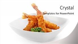  Presentation with planets deep space - PPT theme having bread crumbs - deep fried shrimps with parsley background and a white colored foreground