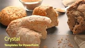  Presentation with bread - Theme having bread crumbs and broken loafs background and a tawny brown colored foreground