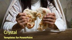  Presentation with jesus bread - Colorful PPT layouts enhanced with bread during last supper backdrop and a tawny brown colored foreground