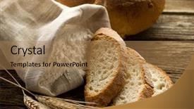  Presentation with ear - Audience pleasing PPT theme consisting of bread ear and flour backdrop and a coral colored foreground