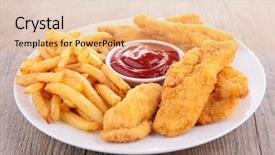  Presentation with food fish - Cool new slides with bread fish - fast food backdrop and a  colored foreground