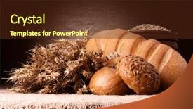  Presentation with bread life - Slide deck consisting of bread flour sack and ears bunch still life on rustic background background and a tawny brown colored foreground