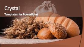  Presentation with bread life - Presentation with bread flour sack and ears bunch still life on rustic background background and a tawny brown colored foreground