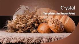  Presentation with bread life - Presentation design with bread flour sack and ears bunch still life on rustic background background and a tawny brown colored foreground