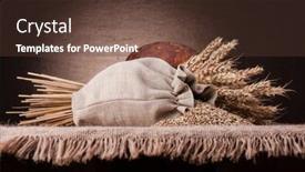  Presentation with bread life - Amazing slide set having bread flour sack and ears bunch still life on rustic background backdrop and a tawny brown colored foreground