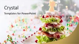  Presentation with christmas new year frame banner - Slides consisting of bread lettuce ham and cheese background and a sky blue colored foreground