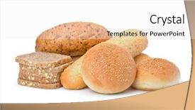  Presentation with bread - Slides consisting of bread loafs and buns variety isolated on white background background and a white colored foreground
