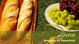  Presentation with bread - Presentation enhanced with bread-loafs-grapes-glass background and a tawny brown colored foreground
