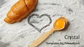  Presentation with croissant - PPT theme with bread love shape - heart of flour croissant background and a soft green colored foreground