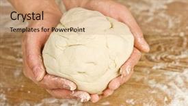  Presentation with dough - Colorful slide set enhanced with bread making - dough in hands close up backdrop and a coral colored foreground