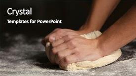  Presentation with dough - Colorful PPT theme enhanced with bread making - male hands kneading dough backdrop and a black colored foreground