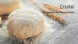  Presentation with dough - Audience pleasing slides consisting of bread making - raw dough with flour backdrop and a soft green colored foreground