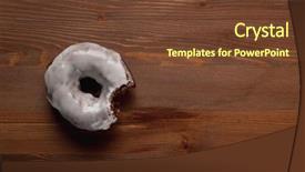  Presentation with brown wood texture - Presentation having bread making steps - bitten donut on brown wooden background and a  colored foreground